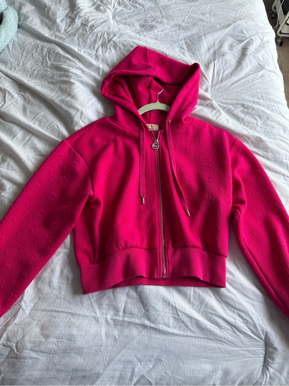 MK Hot Pink Cropped Hooded Zip Jacket